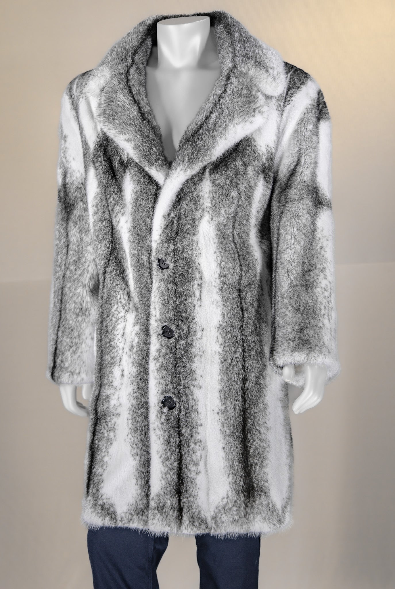 Natural Black Cross Mink Car Coat with Notch Collar