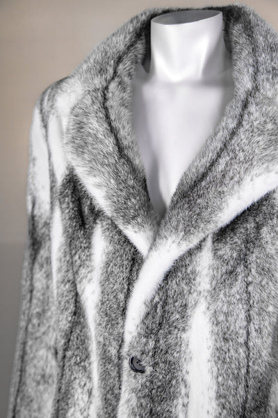 Natural Black Cross Mink Car Coat with Notch Collar