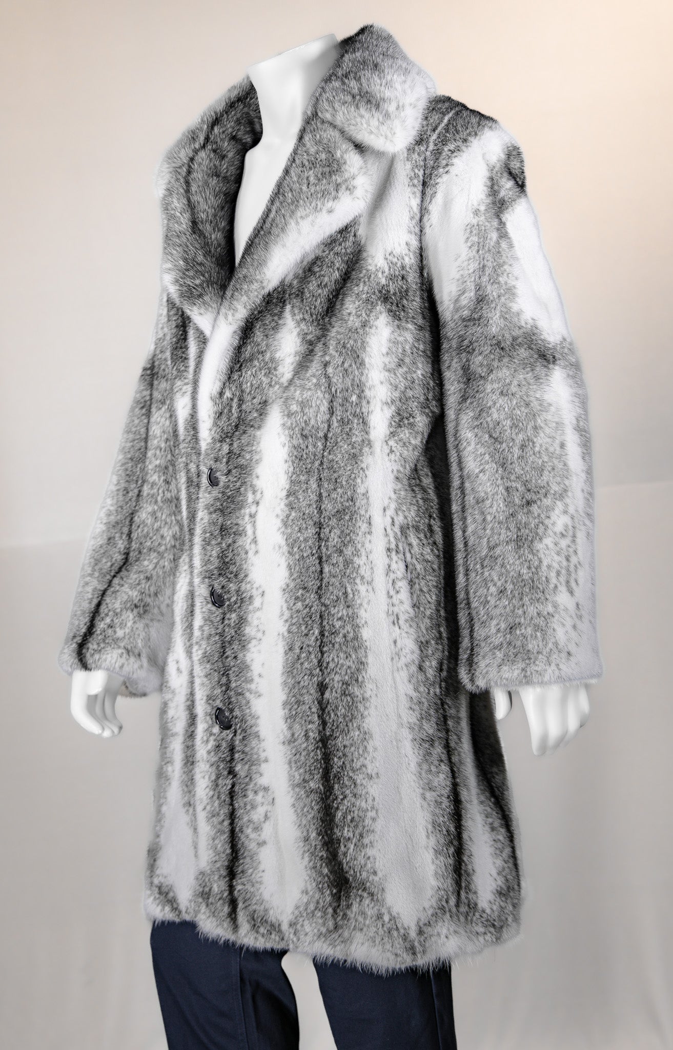 Natural Black Cross Mink Car Coat with Notch Collar
