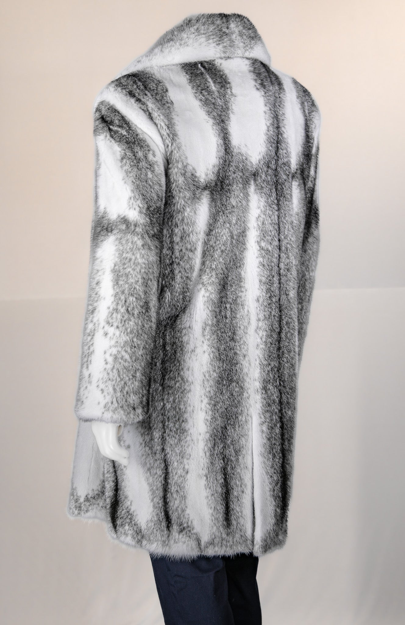 Natural Black Cross Mink Car Coat with Notch Collar