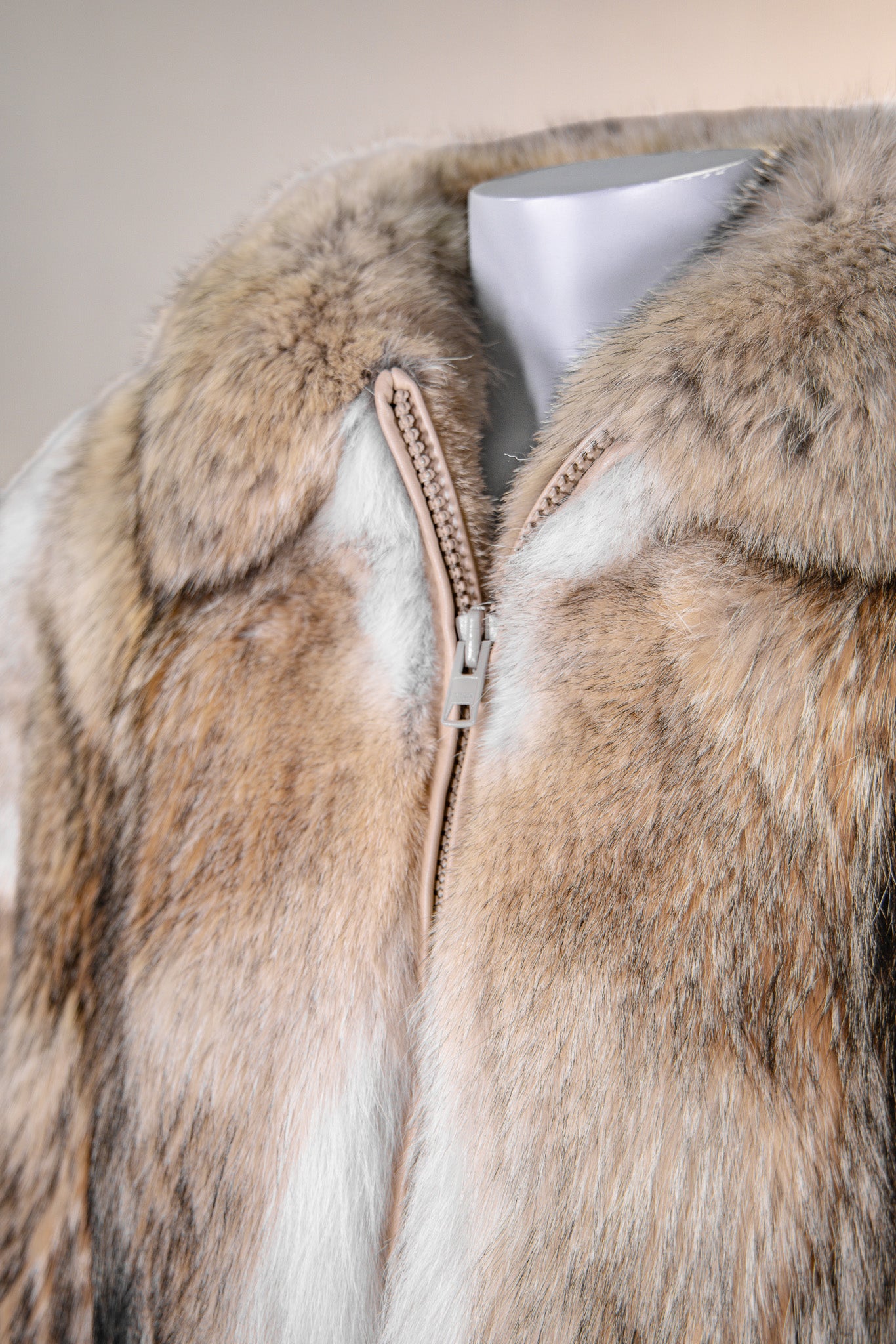 Zippered Coyote Jacket with Shirt Collar