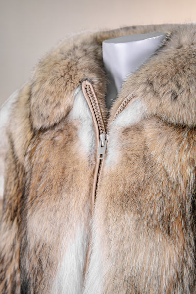 Zippered Coyote Jacket with Shirt Collar