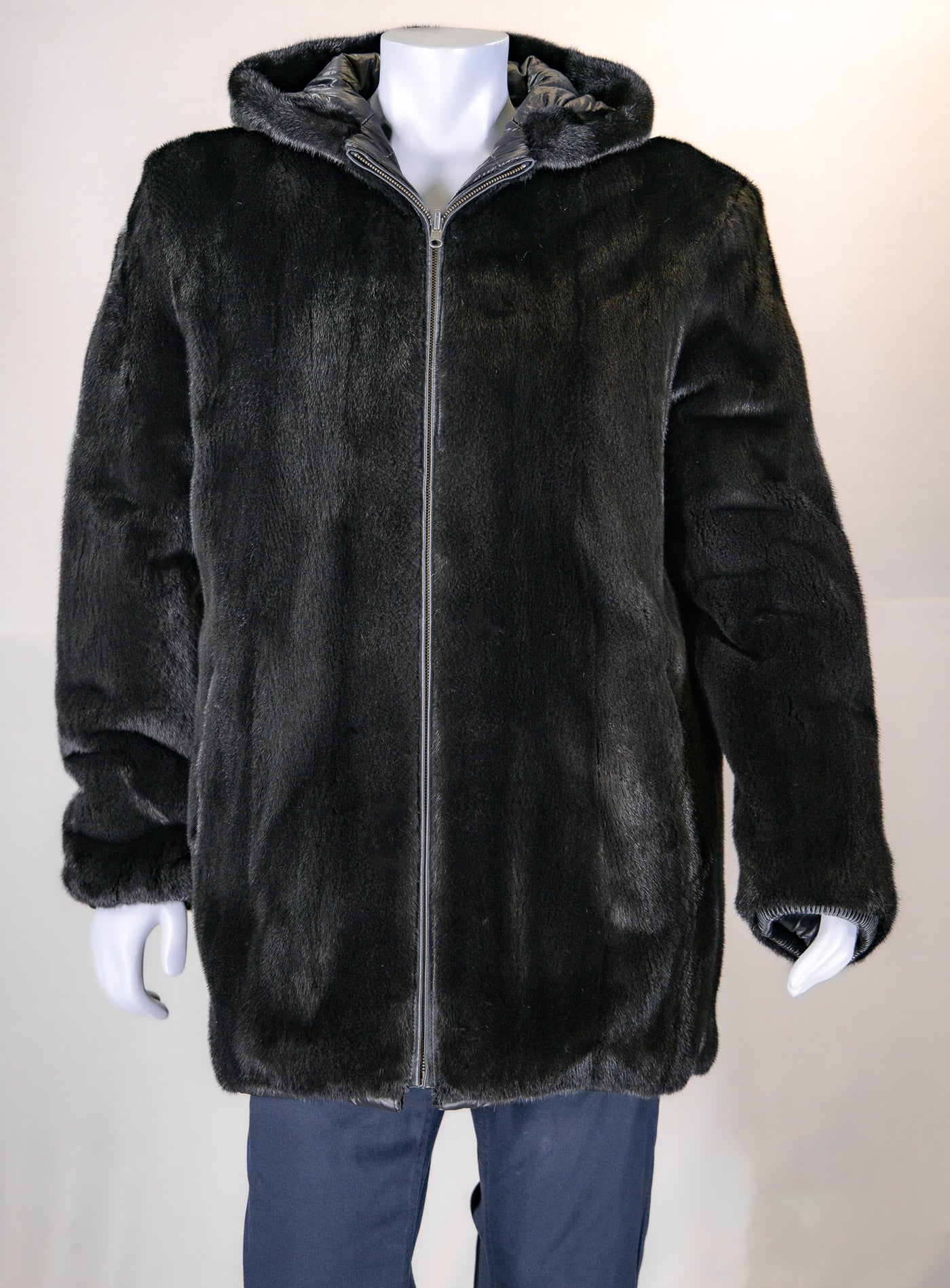 Hooded Full-Skin Mink Parka Reversible to Puffer