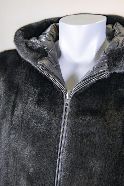 Hooded Full-Skin Mink Parka Reversible to Puffer