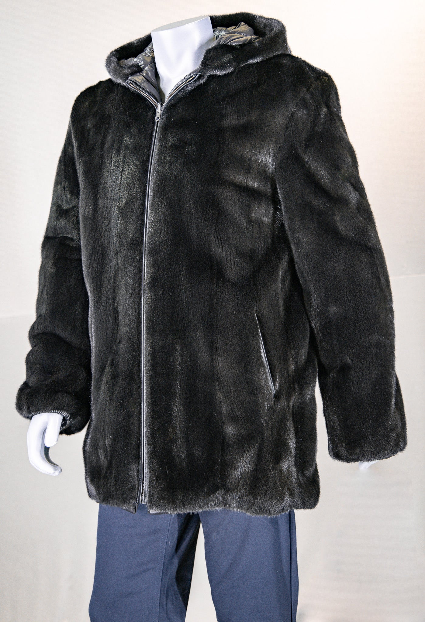 Hooded Full-Skin Mink Parka Reversible to Puffer