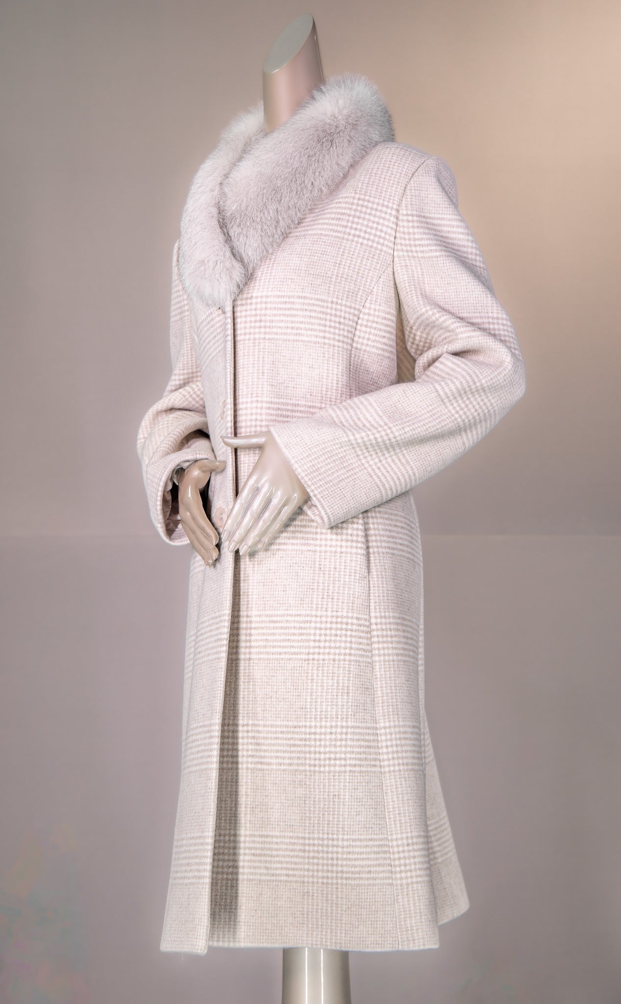 Italian Wool Stroller with Blue Fox Collar