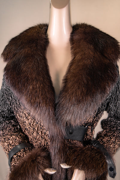 Italian Lamb Leather "Bubble" Bolero Jacket with Fox Trim