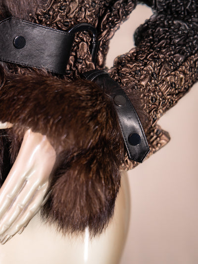 Italian Lamb Leather "Bubble" Bolero Jacket with Fox Trim