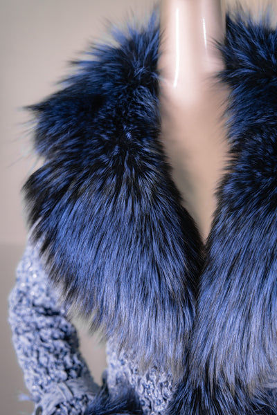Italian Lamb Leather "Bubble" Bolero Jacket with Fox Trim
