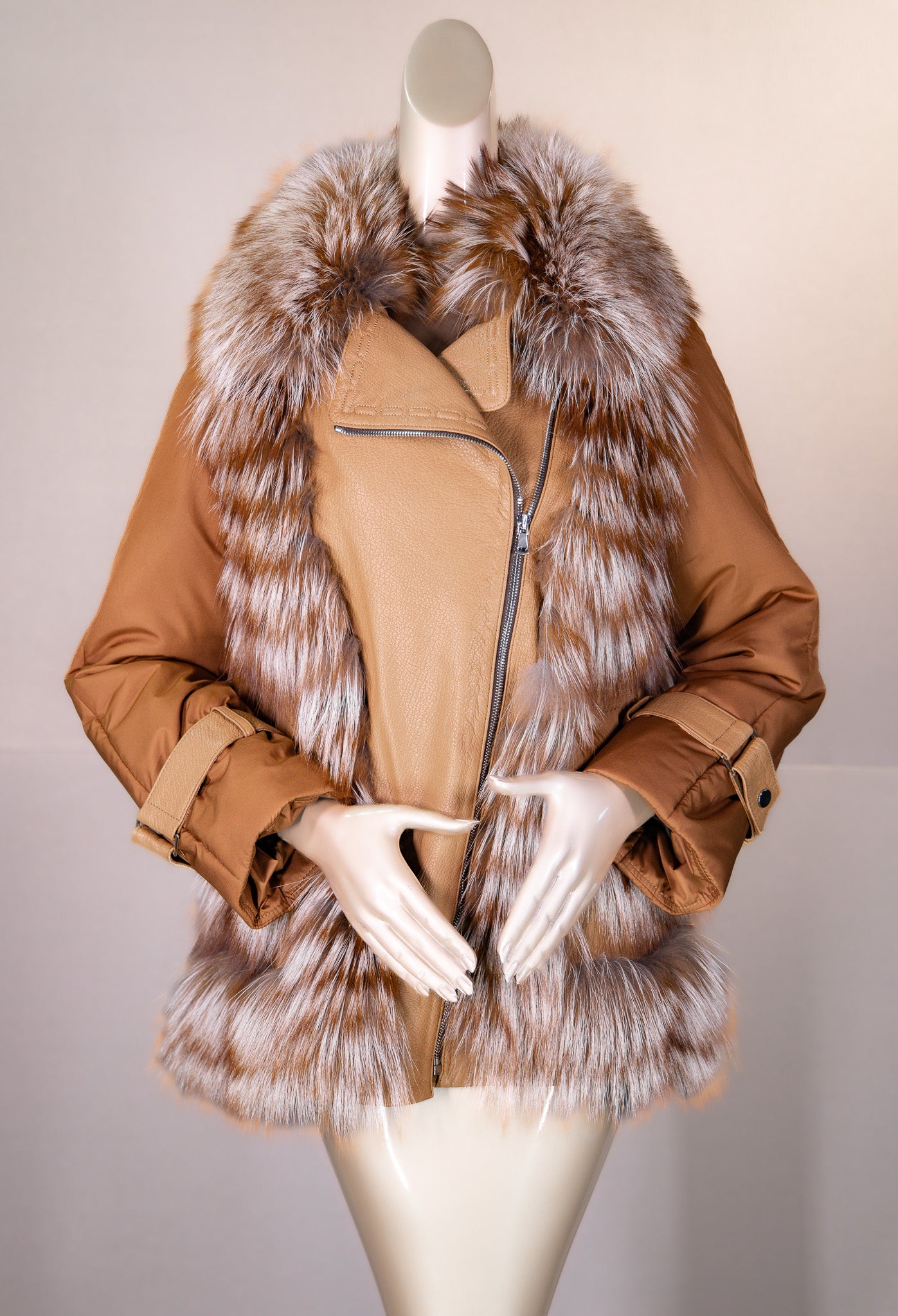 Lambskin Outerwear Jacket with Fox