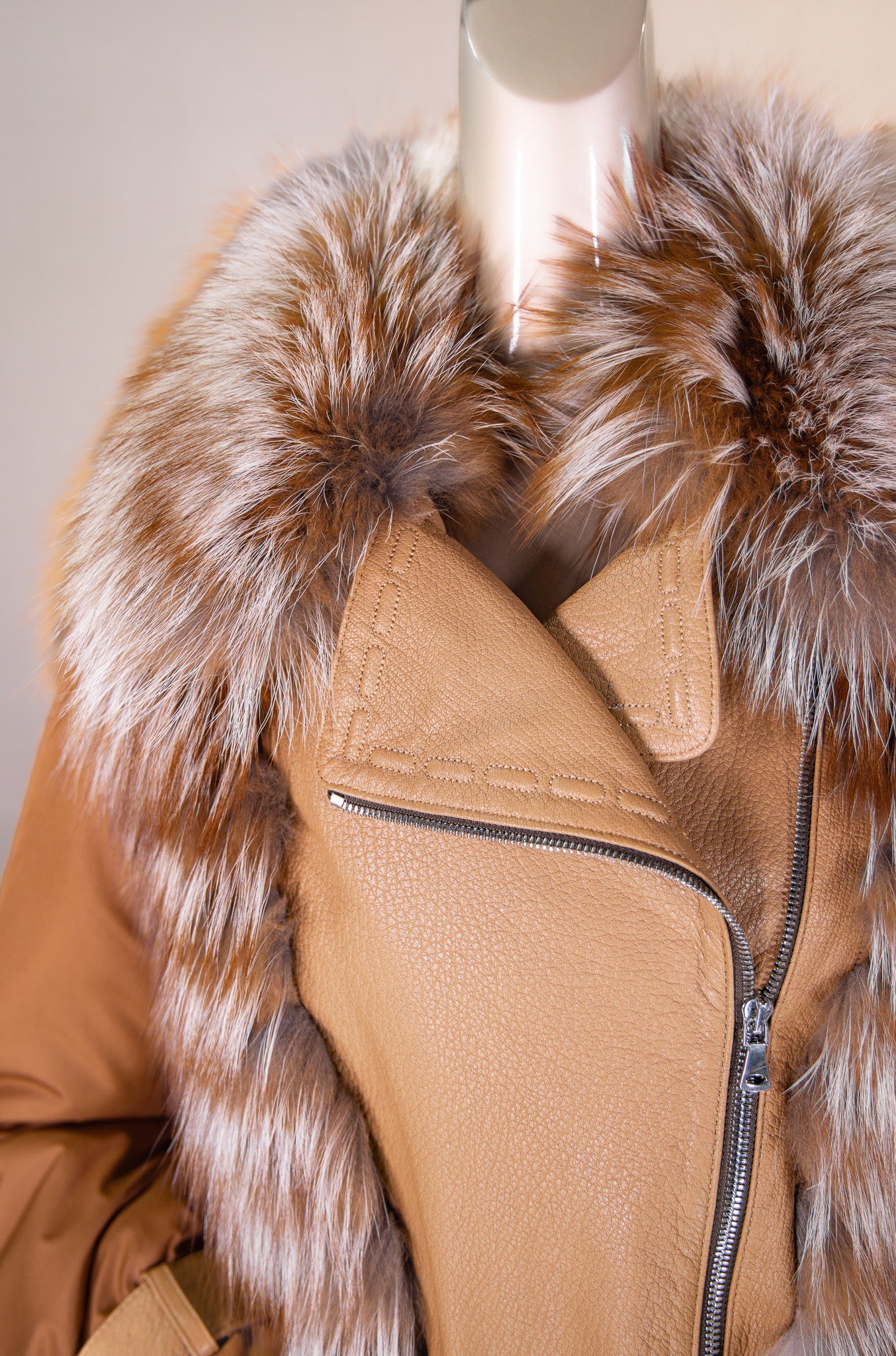 Lambskin Outerwear Jacket with Fox