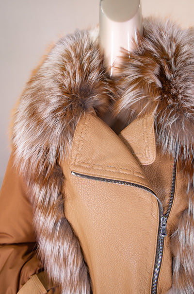 Lambskin Outerwear Jacket with Fox
