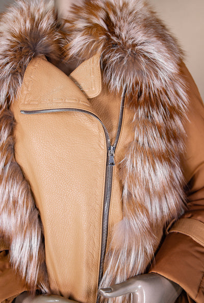 Lambskin Outerwear Jacket with Fox