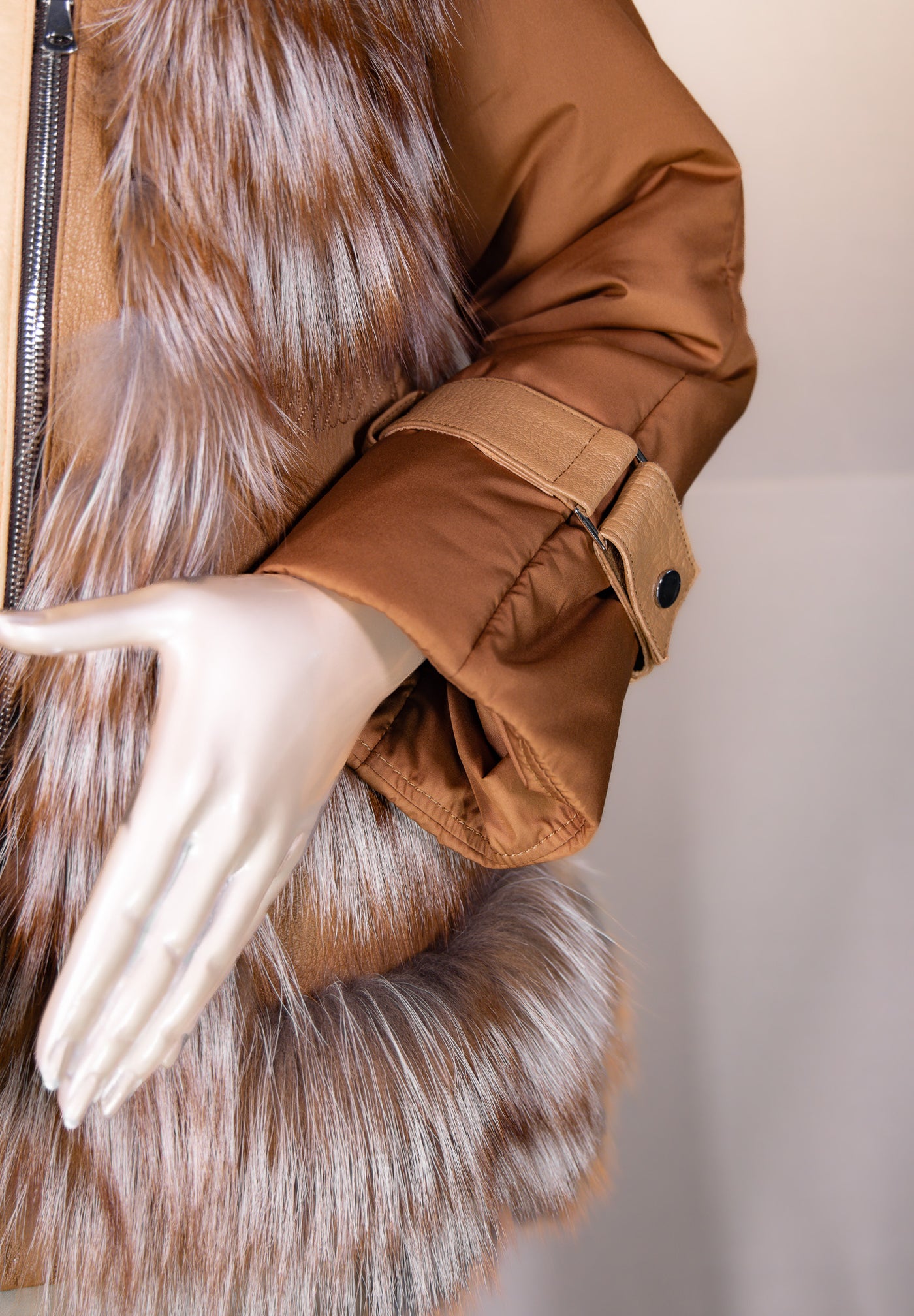 Lambskin Outerwear Jacket with Fox