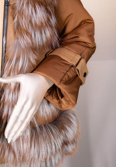 Lambskin Outerwear Jacket with Fox