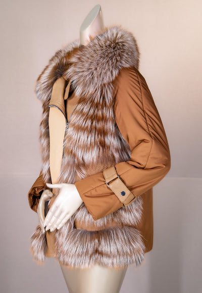 Lambskin Outerwear Jacket with Fox