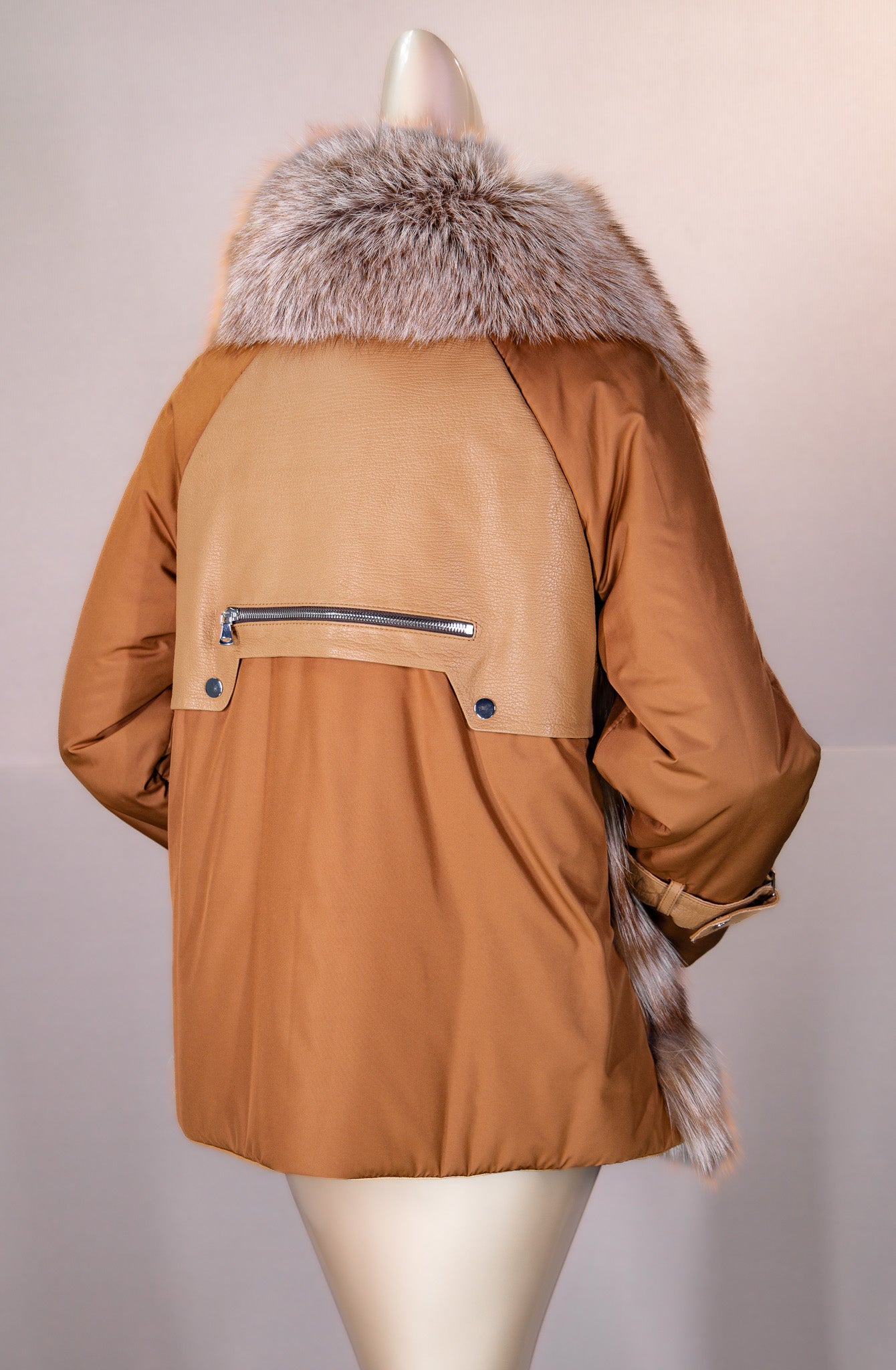 Lambskin Outerwear Jacket with Fox