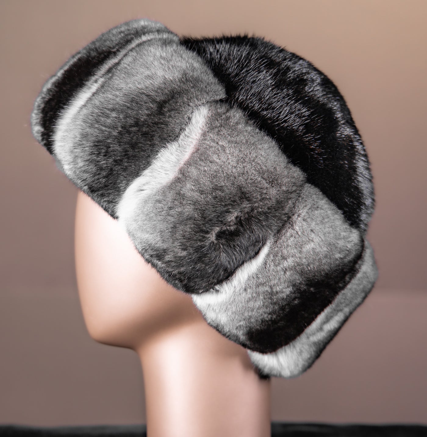 Full-Skin Mink Hat with Chinchilla Trim