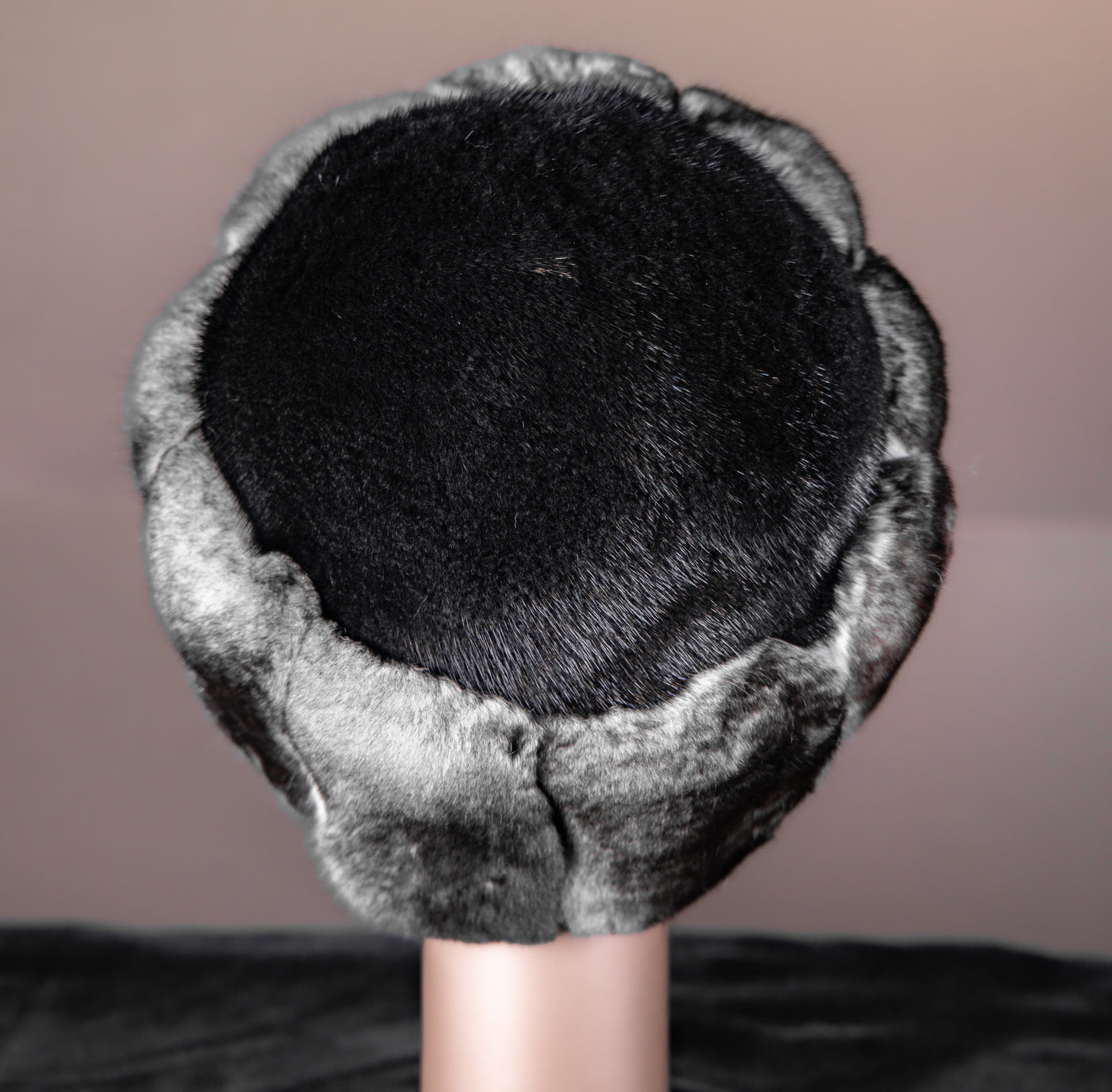 Full-Skin Mink Hat with Chinchilla Trim