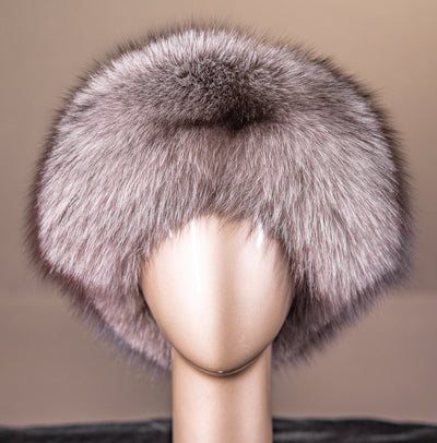 Natural Blue Iris Mink Hat with Indigo Fox