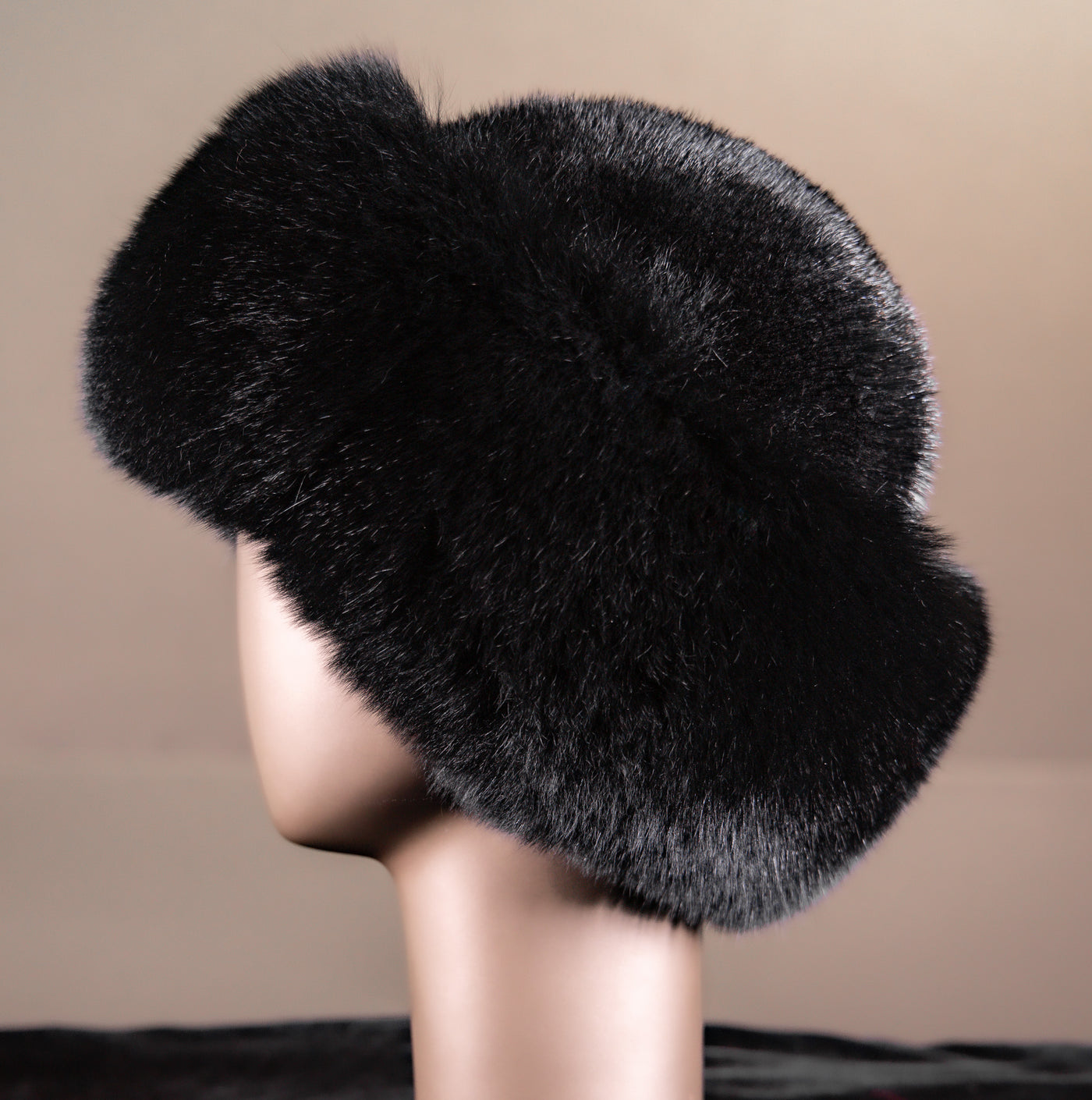 Full-Skin Mink Hat with Fox Trim
