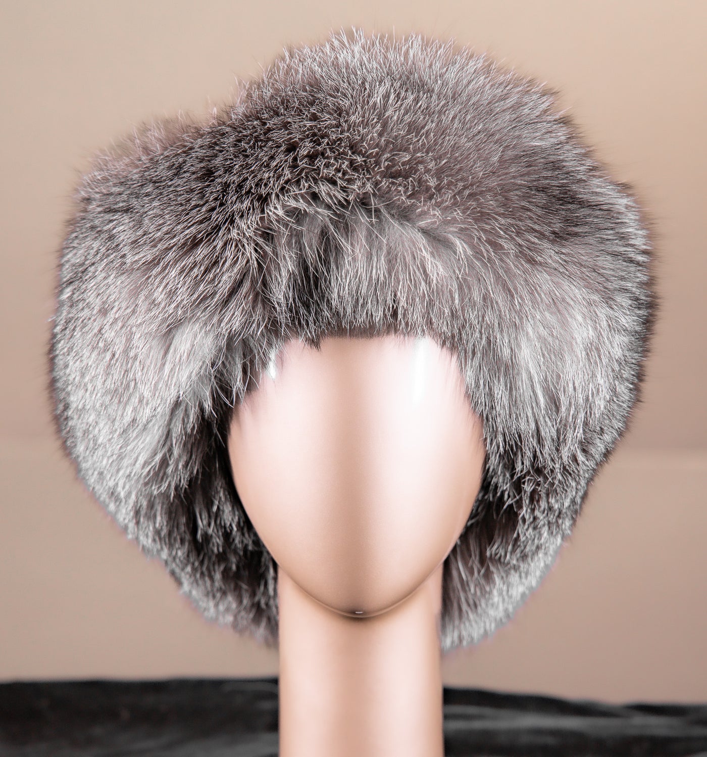 Mink Hat with Indigo Fox Trim