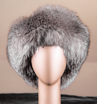 Mink Hat with Indigo Fox Trim