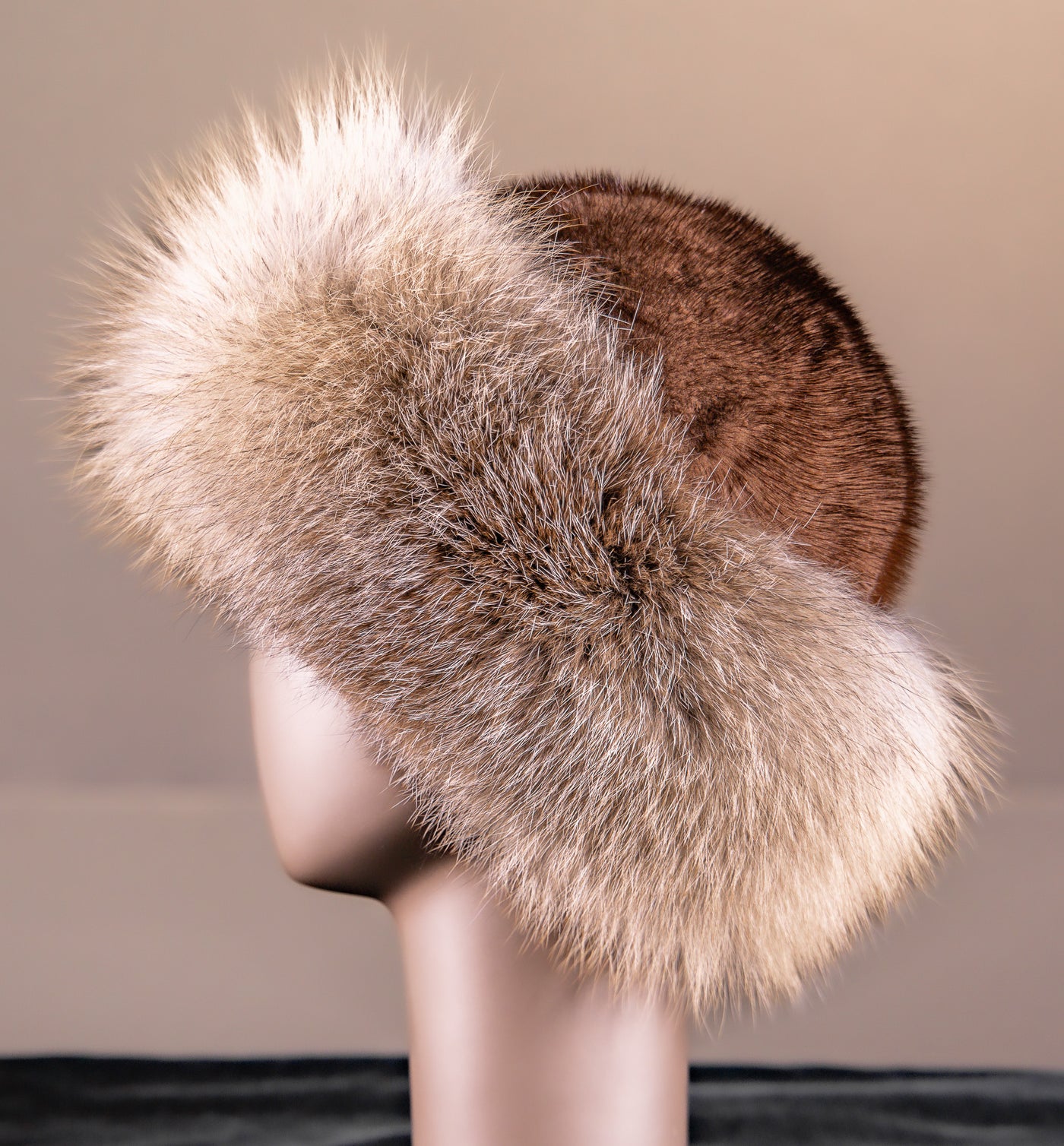 Mahogany Mink Hat with Golden Isle Fox Trim