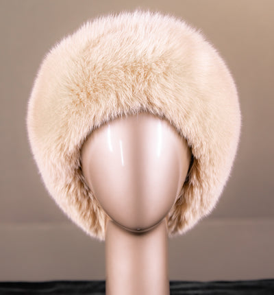 Mink Hat with Blush Fox Trim
