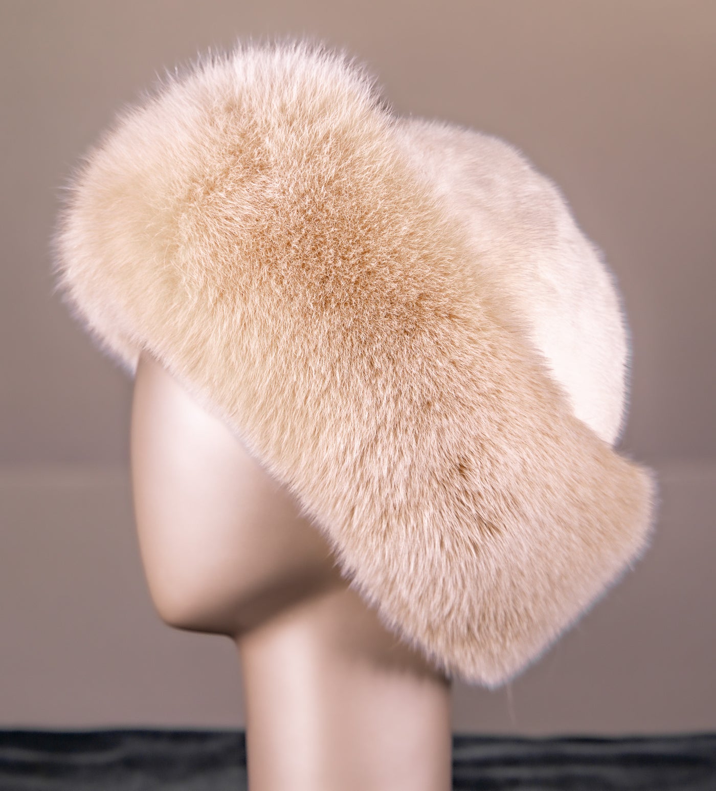 Mink Hat with Blush Fox Trim
