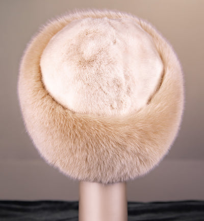 Mink Hat with Blush Fox Trim