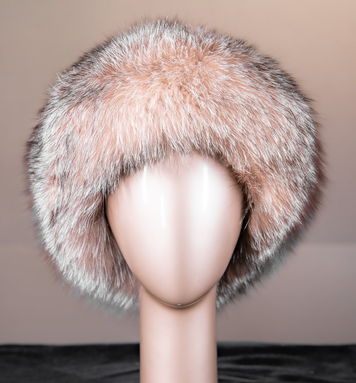 Sheared Beaver Hat with Crystal Fox Trim