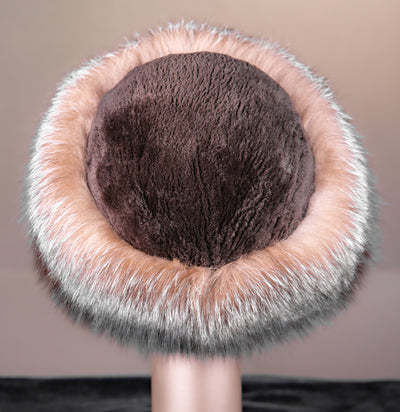 Sheared Beaver Hat with Crystal Fox Trim