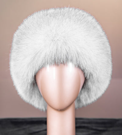 Chinchilla Rex Rabbit Hat with Norwegian Blue Fox Trim
