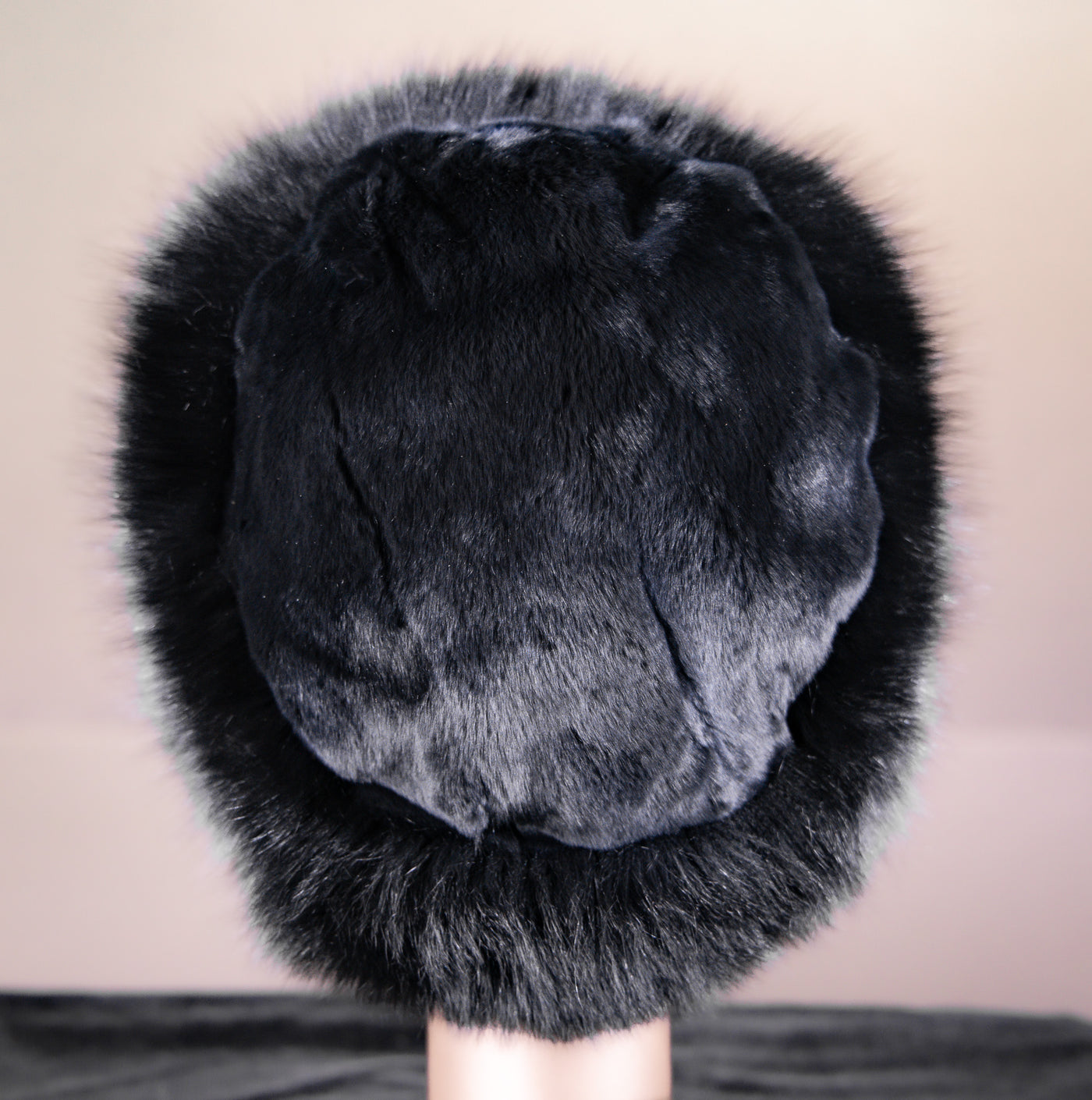 Chinchilla Rex Rabbit Hat with Fur Trim
