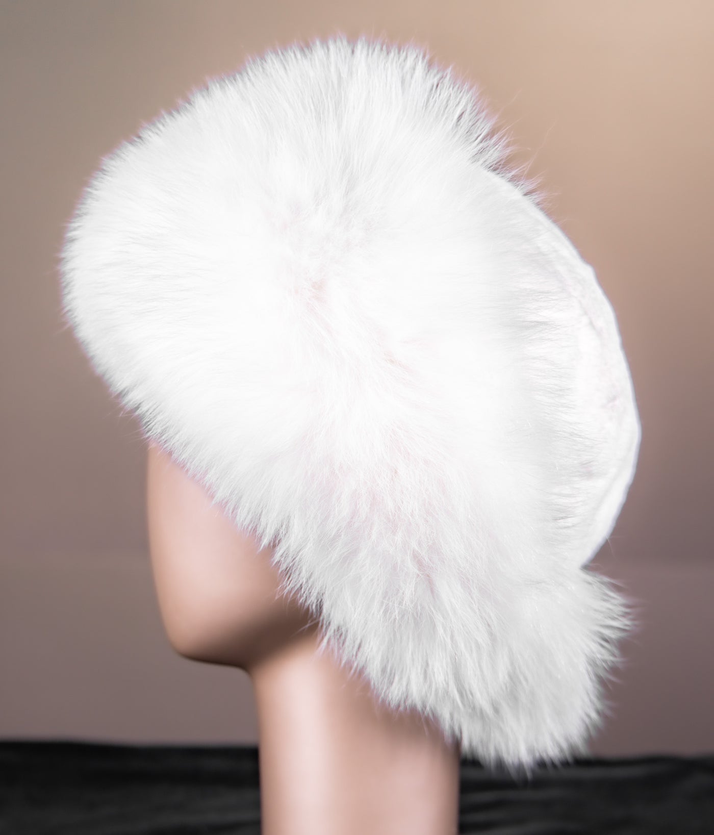 Chinchilla Rex Rabbit Hat with Fox Trim