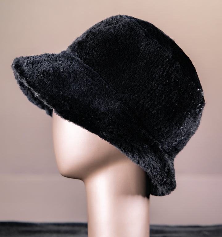 Mitchie\'s Matchings Black Bucket Hat Genuine Beaver Fur CANADA Sheared Plush Vtg Mitchie main image 3