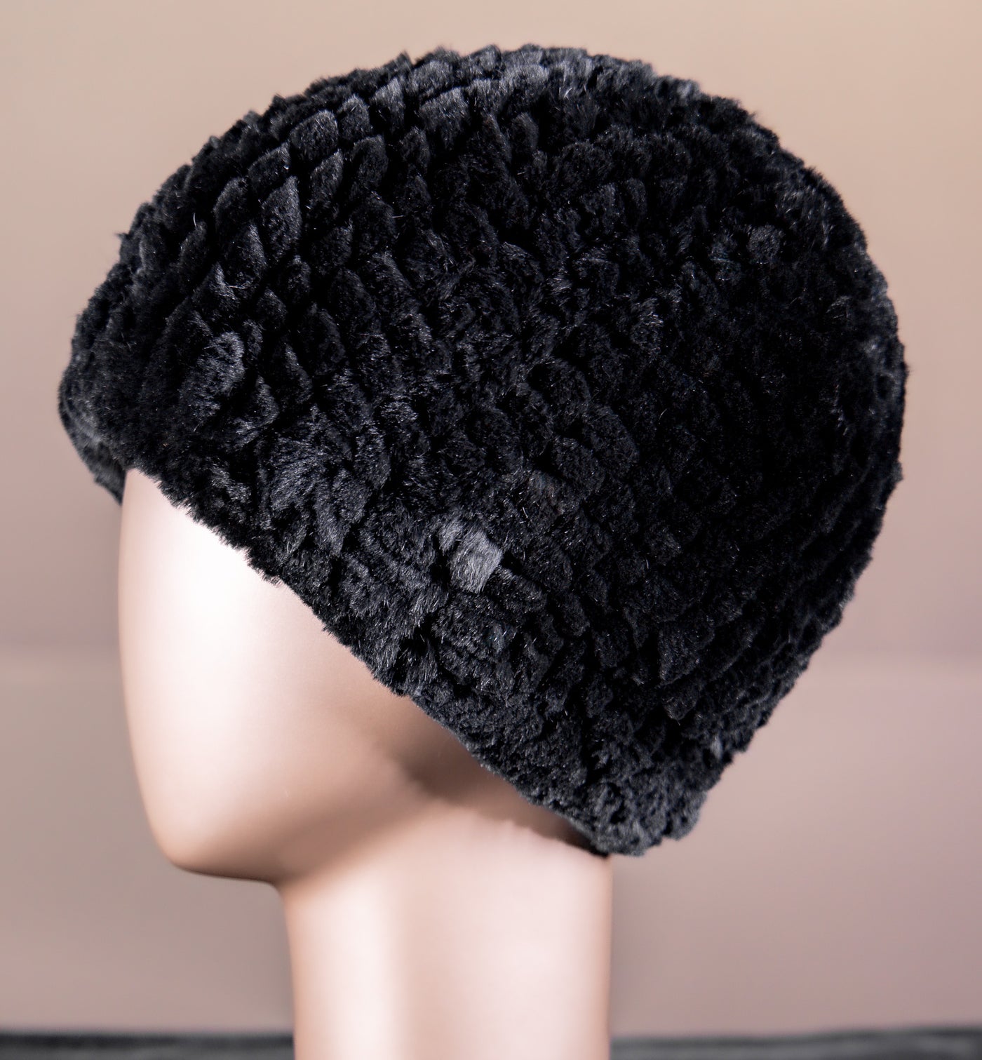 Knitted Chinchilla Rex Rabbit Beanie