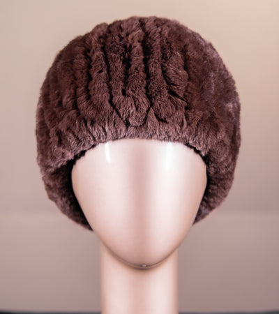 Knitted Chinchilla Rex Rabbit Beanie