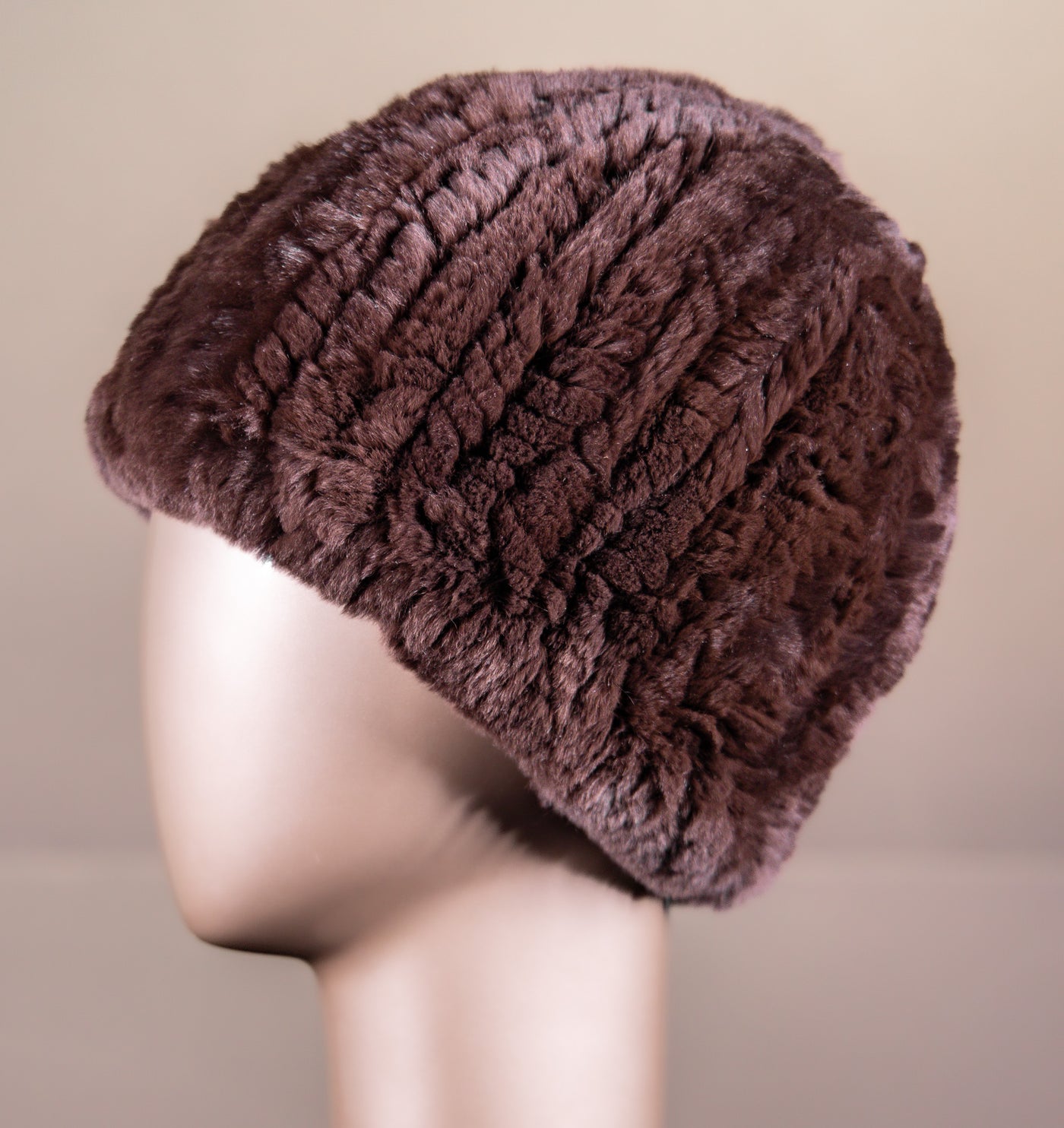 Knitted Chinchilla Rex Rabbit Beanie
