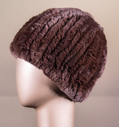 Knitted Chinchilla Rex Rabbit Beanie