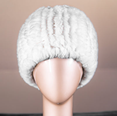 Knitted Chinchilla Rex Rabbit Beanie