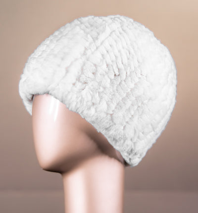Knitted Chinchilla Rex Rabbit Beanie