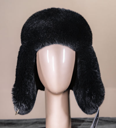 Chinchilla Rex Rabbit Aviator Hat