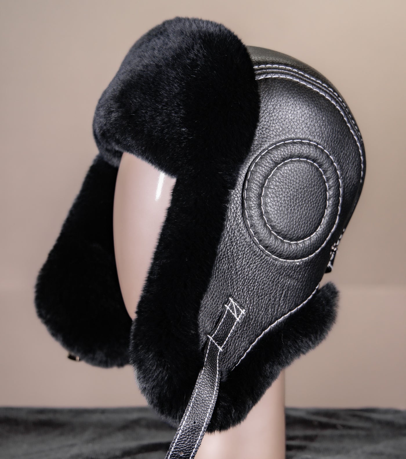 Chinchilla Rex Rabbit Aviator Hat