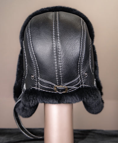 Chinchilla Rex Rabbit Aviator Hat