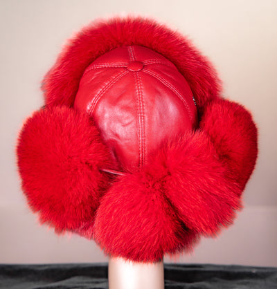 Leather Hat with Fox