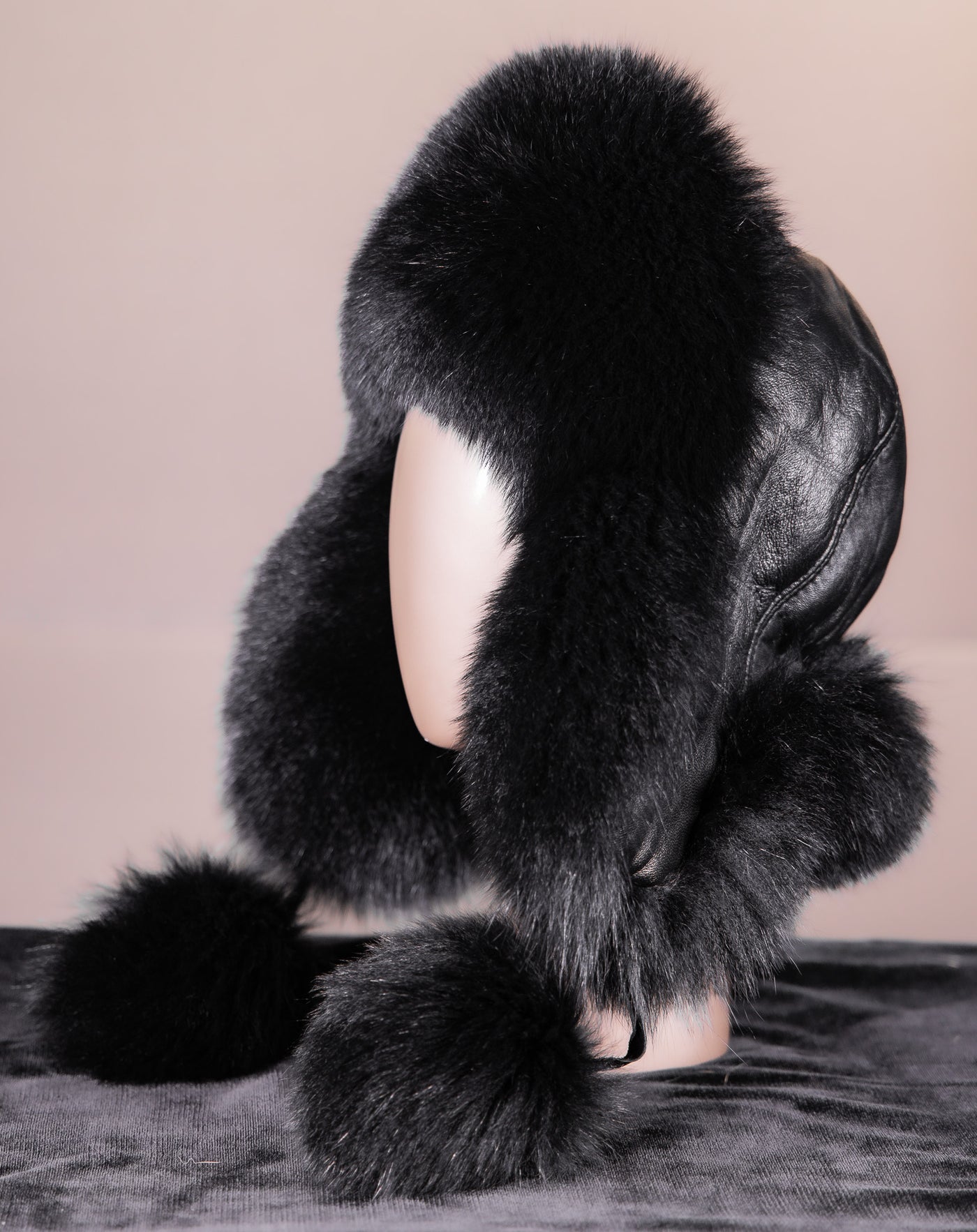 Leather Hat with Fox