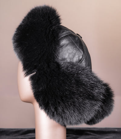 Leather Hat with Fox