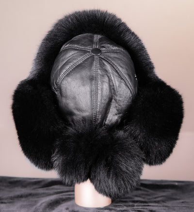 Leather Hat with Fox